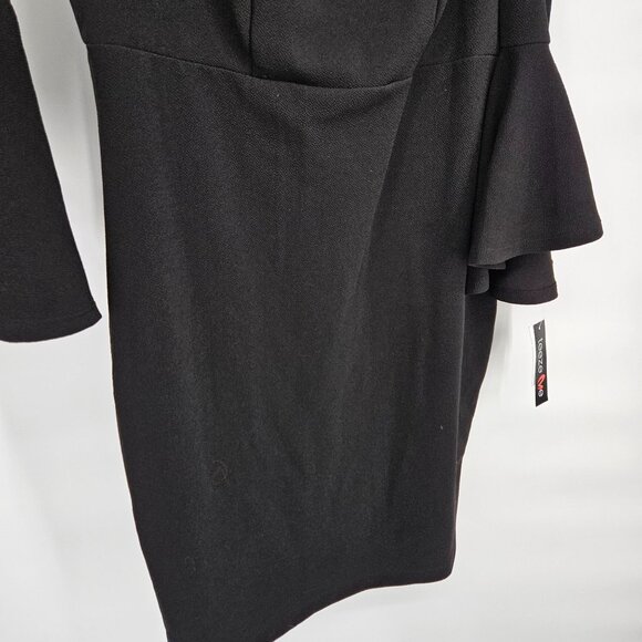 Teeze Me Off The Shoulder Midi Dress Plus 14W Black Ruffled Sleeves LBD Party - Picture 4 of 11